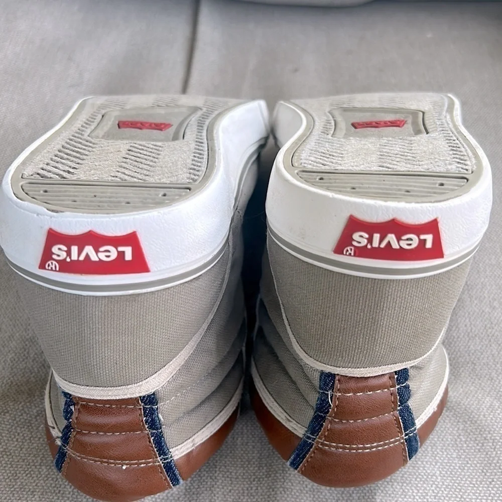 Levi’s Gray Brown Canvas High Top Sneakers Lace Up Casual Streetwear‎ Men’s 8.5